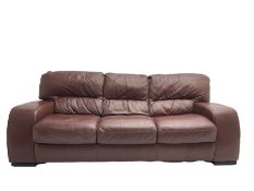 Violino Italian - three seat sofa upholstered in brown leather