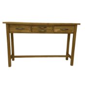 Solid light oak console table