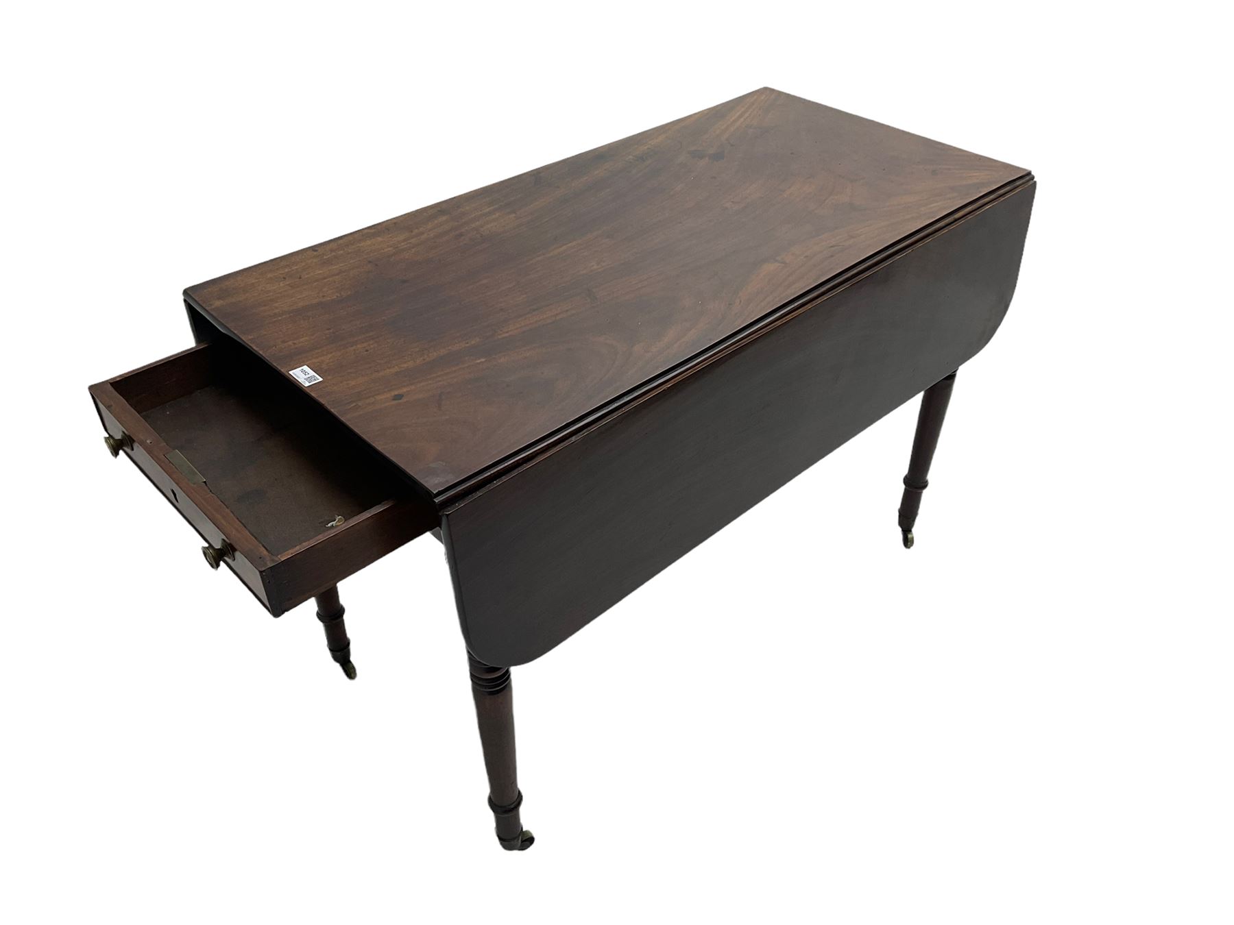 19th century mahogany drop leaf Pembroke table - Image 7 of 9