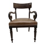 William IV mahogany elbow chair