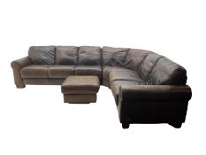 Sofitalia - corner sofa upholstered in tan waxed leather