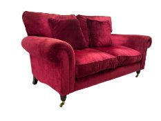 Laura Ashley - two seat sofa upholstered in red velvet fabric