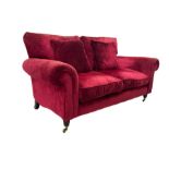 Laura Ashley - two seat sofa upholstered in red velvet fabric