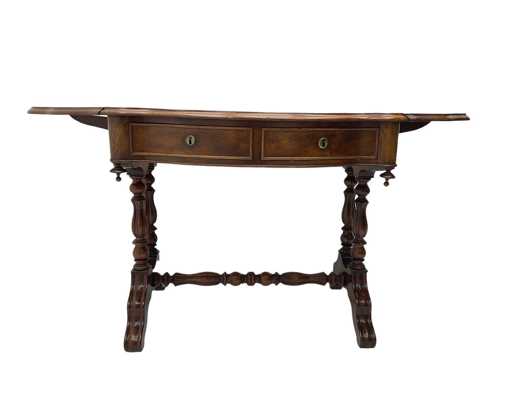 Victorian figured mahogany stretcher table - Image 6 of 7