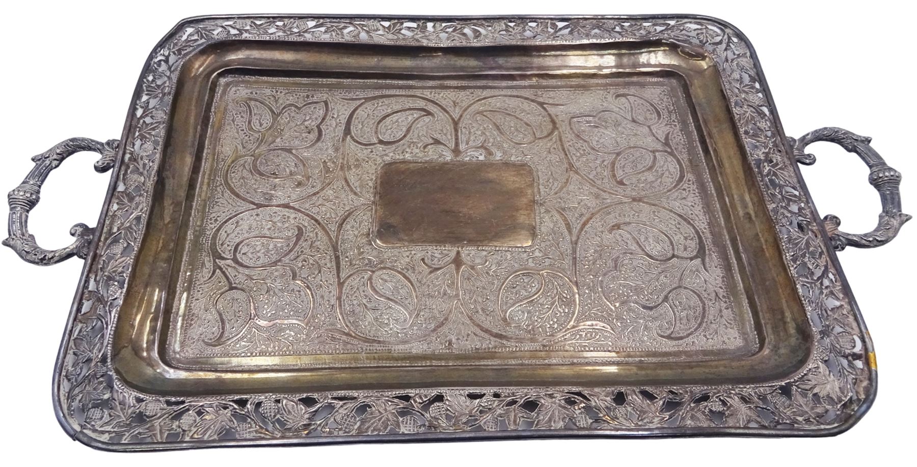 Silver twin handled tray