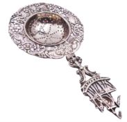 Early 20th century silver tea strainer