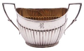 Late Victorian silver twin handled sucrier