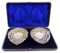 Pair of Victorian silver bonbon dishes