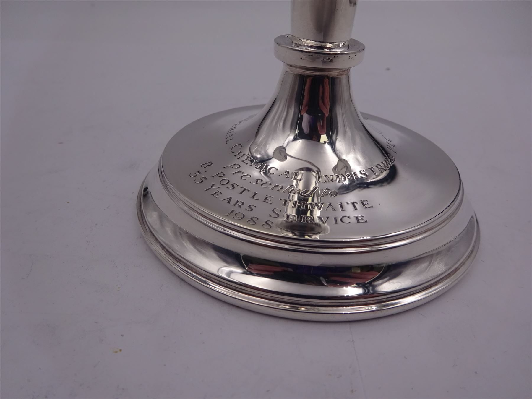 Modern silver twin branch candelabra - Image 2 of 3