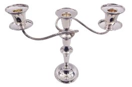 Modern silver twin branch candelabra