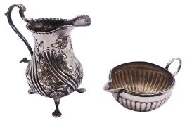George III silver cream jug of bellied form