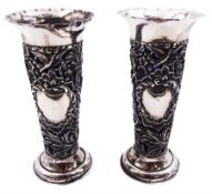 Pair of Edwardian silver vases