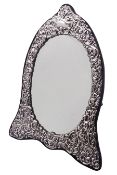 Modern silver mounted dressing table mirror of arched form
