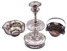 Edwardian silver mounted candlestick