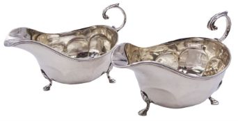 Pair of 1920's silver sauce boats