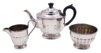 1930's silver three piece bachelors tea service