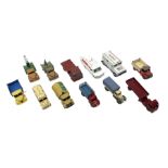 Dinky - twelve unboxed and playworn/repainted die-cast commercial vehicles including Hindle Smart He