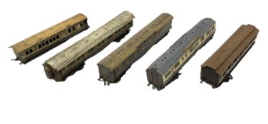 '0' gauge - five early 20th century scratch-built wooden and metal passenger coaches with LNWR/WCGS