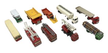 Dinky - ten unboxed and playworn/repainted large scale die-cast commercial vehicles comprising Frenc