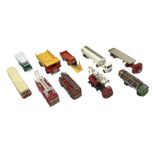 Dinky - ten unboxed and playworn/repainted large scale die-cast commercial vehicles comprising Frenc