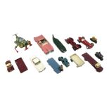 Dinky - twelve unboxed and playworn/repainted die-cast models including Thunderbolt Land Speed Recor