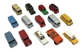 Dinky - fourteen unboxed and playworn/repainted die-cast commercial vehicles including two NCB Elect