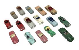 Dinky - sixteen unboxed and playworn/repainted early die-cast sports/tourer/racing cars comprising t