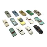 Dinky - thirteen unboxed and playworn/repainted early die-cast cars including Packard No.132