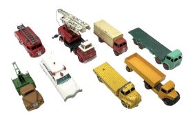 Dinky - eight unboxed and playworn/repainted commercial vehicles including Foden flatbed lorry