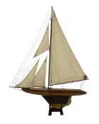 Early 20th century large pond yacht with mahogany hull