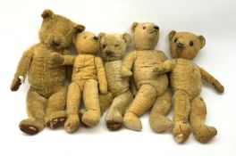 Five English teddy bears 1930s-50s