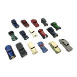 Dinky - sixteen unboxed and playworn/repainted early die-cast cars including French Peugeot 203