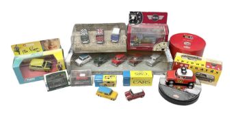 Various makers die-cast Mini cars - Cararama set of five; TechniToys SCX Vintage limited edition Min
