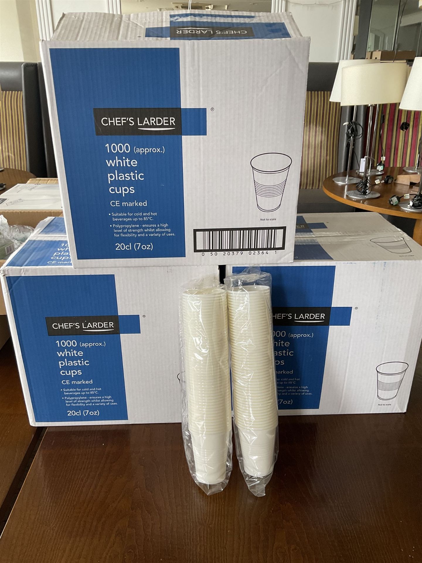Large quantity of white plastic and polystyrene cups, hot and cold, with paper cup holders- LOT - Image 2 of 8