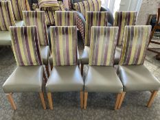 Eight high back dining chairs, beige seats- LOT SUBJECT TO VAT ON THE HAMMER PRICE - To be collected