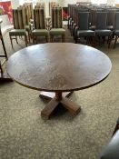 Circular walnut dining dining table, pedestal base- LOT SUBJECT TO VAT ON THE HAMMER PRICE - To be