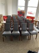 Twenty four walnut finish high back dining chairs, charcoal leather- LOT SUBJECT TO VAT ON THE