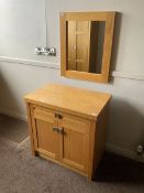 Light oak side cabinet and wall mirror- LOT SUBJECT TO VAT ON THE HAMMER PRICE - To be collected