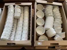 White ceramic sugar and soup bowls, tea cups and saucers, in four boxes- LOT SUBJECT TO VAT ON THE