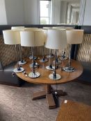 Set of twelve chrome table lamps with various shades (12)- LOT SUBJECT TO VAT ON THE HAMMER