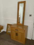 Light oak side cabinet and two wall mirrors- LOT SUBJECT TO VAT ON THE HAMMER PRICE - To be