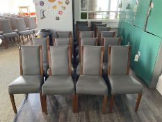 Seventeen walnut finish high back dining chairs, charcoal leather- LOT SUBJECT TO VAT ON THE
