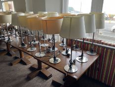 Set of fifteen chrome table lamps with various shades (15)- LOT SUBJECT TO VAT ON THE HAMMER PRICE -