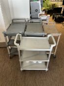 Four plastic catering hotel trolleys- LOT SUBJECT TO VAT ON THE HAMMER PRICE - To be collected by