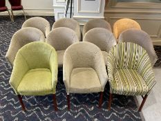 Eleven tub chairs, various fabrics- LOT SUBJECT TO VAT ON THE HAMMER PRICE - To be collected by