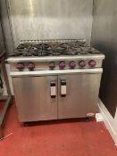 Moorwood Vulcan six burner gas cooker- LOT SUBJECT TO VAT ON THE HAMMER PRICE - To be collected by