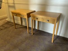 Two light oak two drawer side tables- LOT SUBJECT TO VAT ON THE HAMMER PRICE - To be collected by