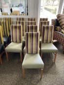 Ten high back dining chairs, lime seats- LOT SUBJECT TO VAT ON THE HAMMER PRICE - To be collected by