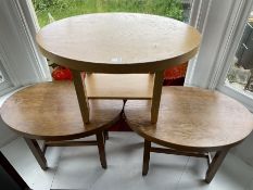Three light oak oval tables- LOT SUBJECT TO VAT ON THE HAMMER PRICE - To be collected by appointment