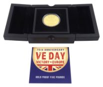 Queen Elizabeth II Jersey 2020 '75th Anniversary VE Day Victory in Europe' 22ct gold proof five poun